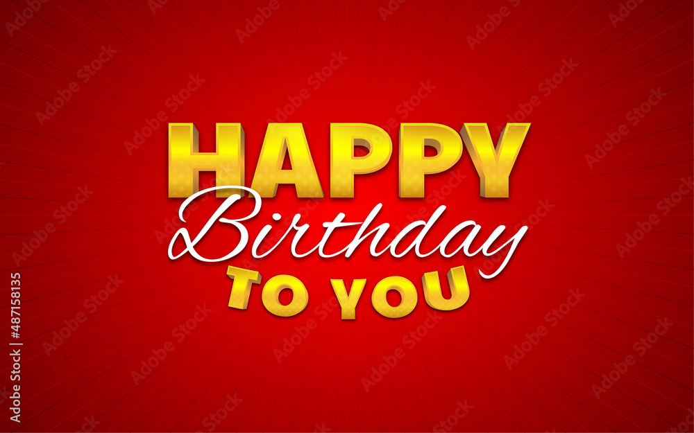 Happy birthday background template with golden lettering and editable 3d text effect.