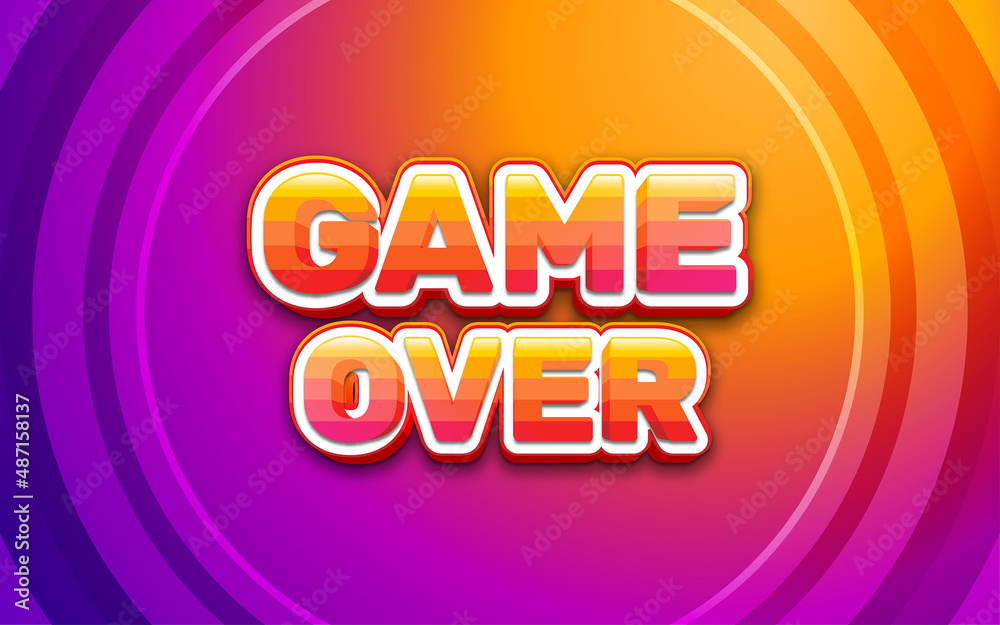 Game text, game over colorful cartoon style 3d editable text effect. Game text, game over colorful cartoon style 3d editable text effect.