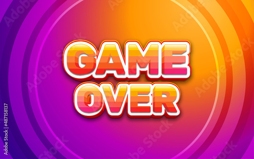 Game text, game over colorful cartoon style 3d editable text effect.