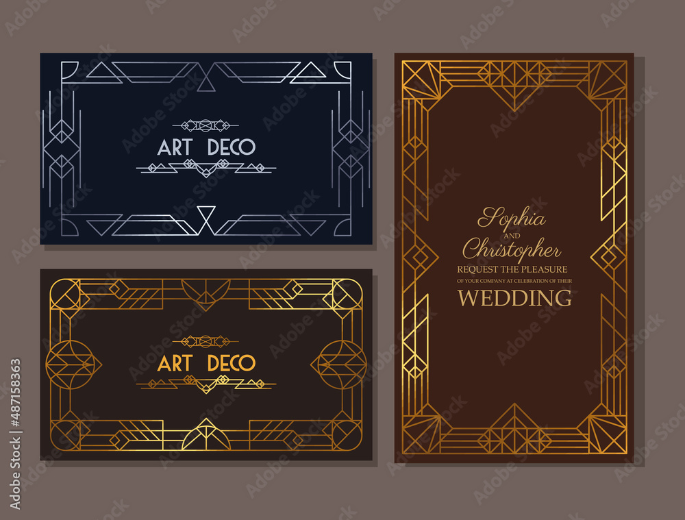 three art deco frames three art deco frames