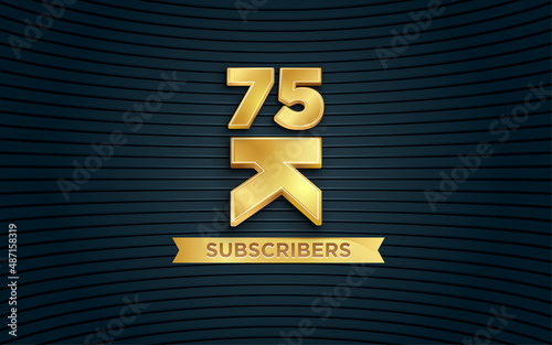 75k subscribers Banner templete with 3d editable text effect. photo