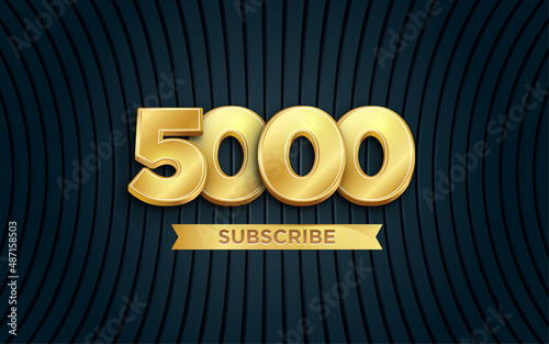 5000 subscribers Banner templete with 3d editable text effect.