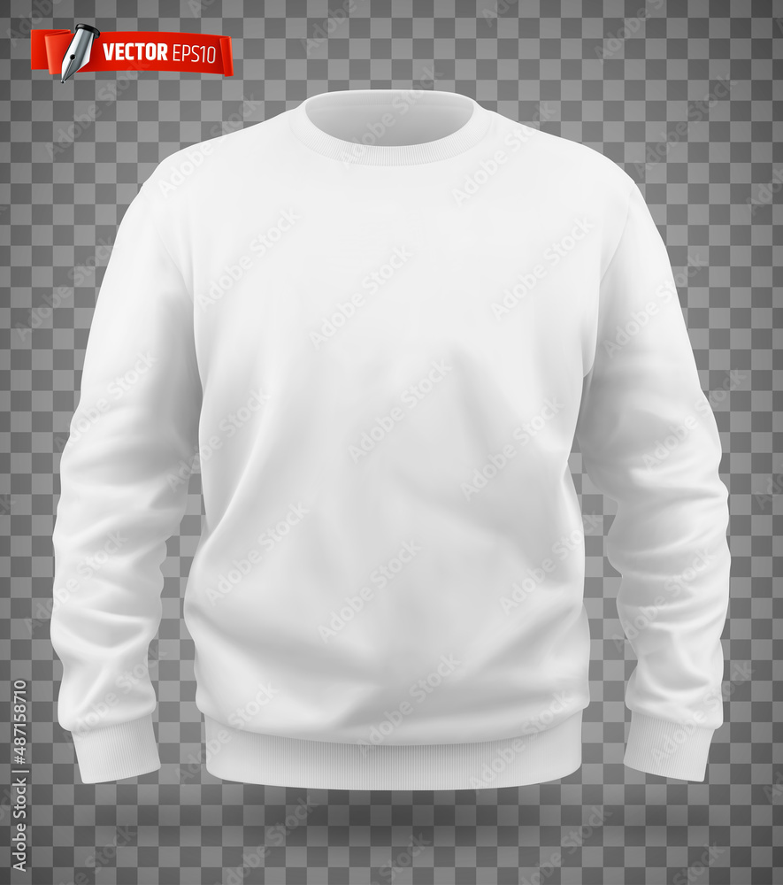 Vector realistic illustration of a white sweat-shirt on a transparent ...