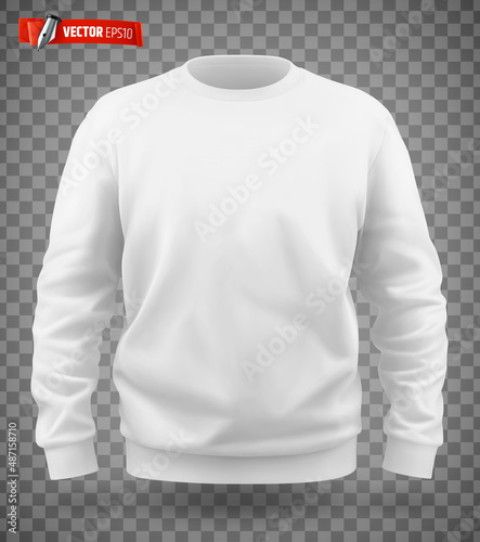 Vector realistic illustration of a white sweat-shirt on a transparent background.