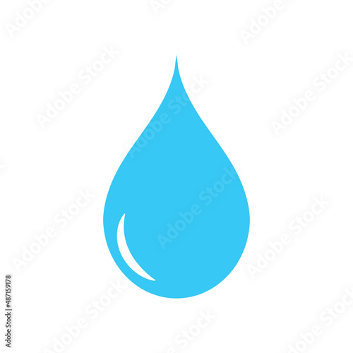 Blue water drop on a white background. clean water  environment friendly. Vector illustration