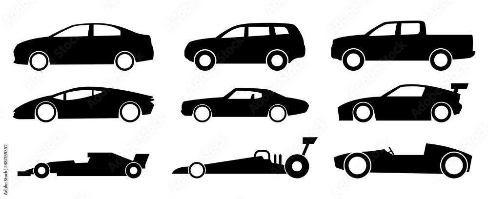 collection of silhouette design 
car icon with black color,vector illustration