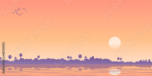 background of river of tropical area,vector illustration