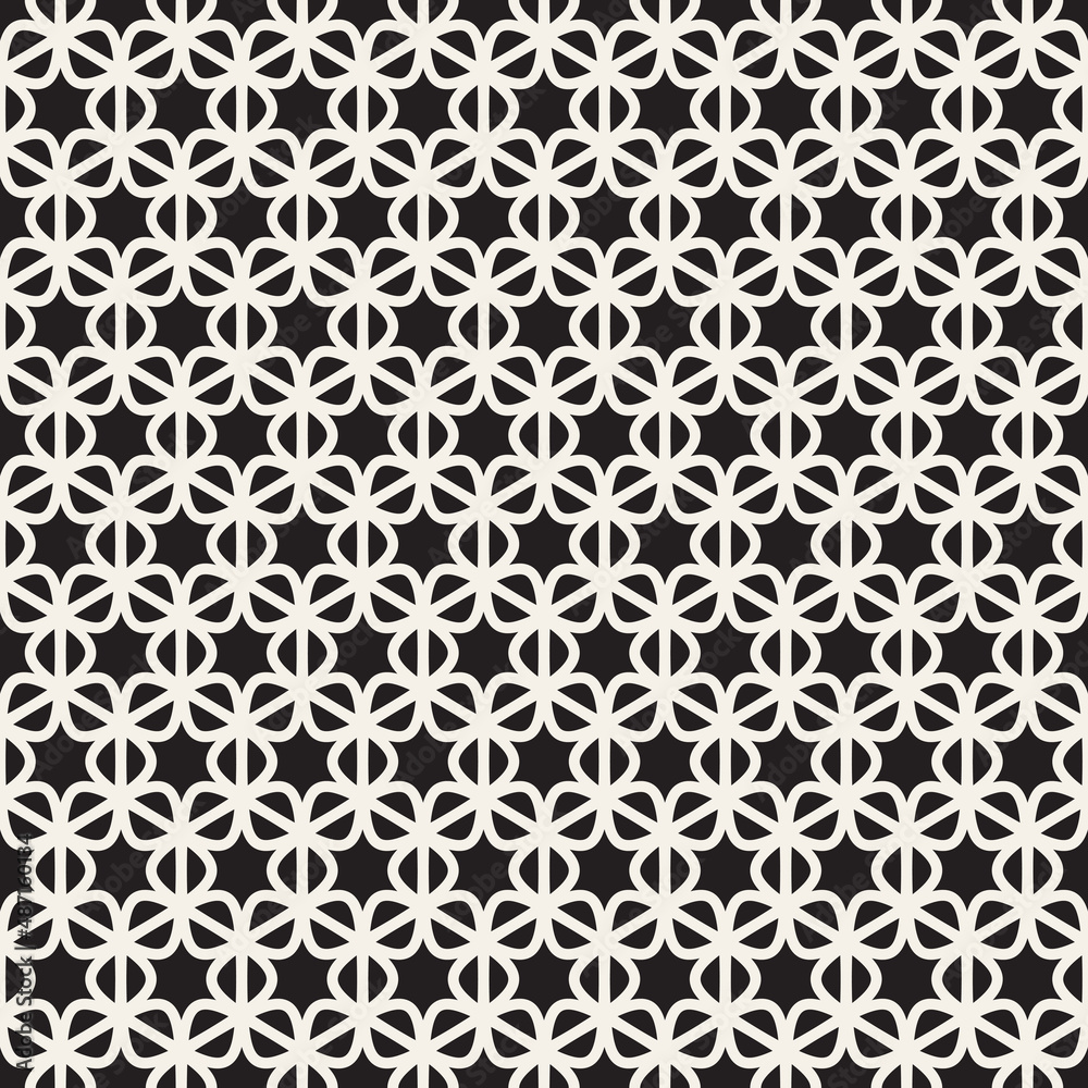 Vector seamless pattern. Repeating geometric abstract elements. Stylish monochrome background design.