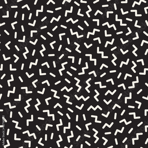 Vector seamless pattern. Repeating geometric abstract elements. Stylish monochrome background design.