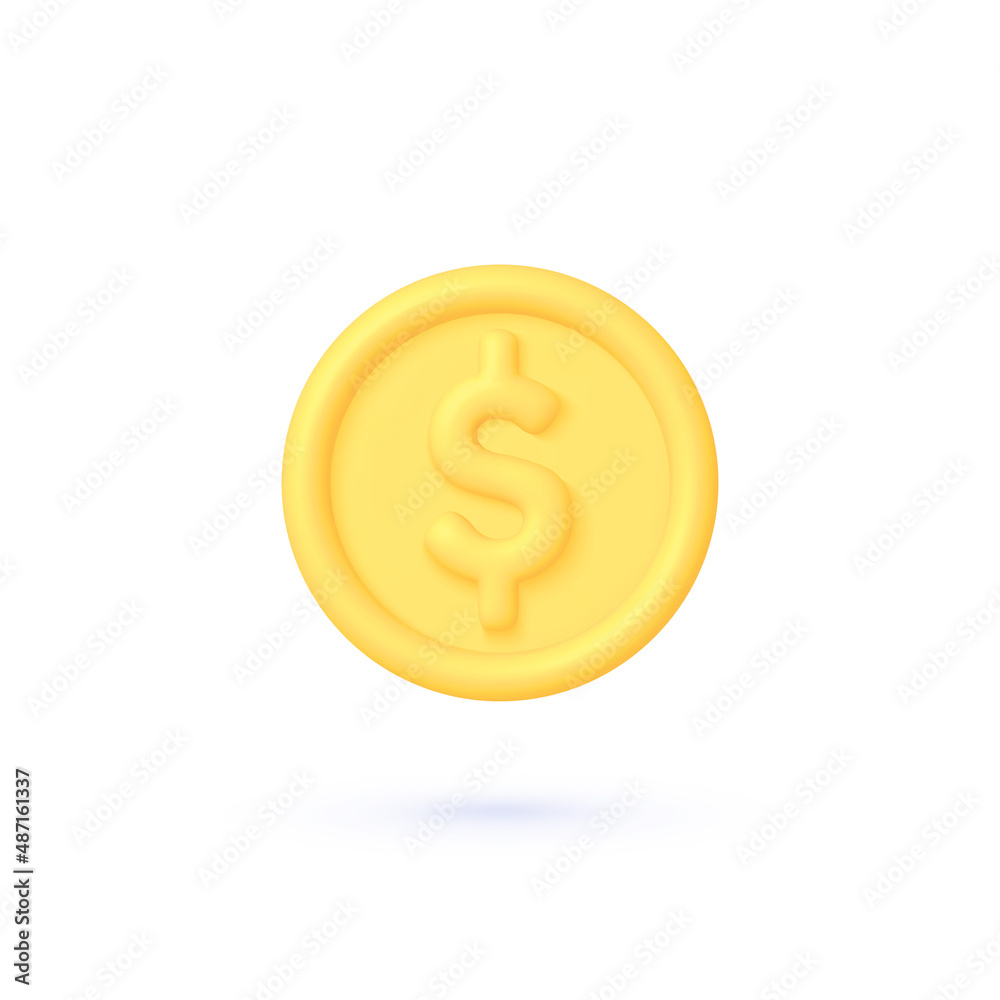 Money 3d icon in 3d style on white background. Business vector icon. Currency icon. Vector 3d illustration.