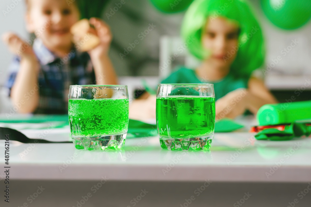Green drinks for St. Patrick's Day.