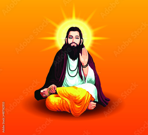 Guru Ravidass Jayanti birthday celebration. Vector illustration photo