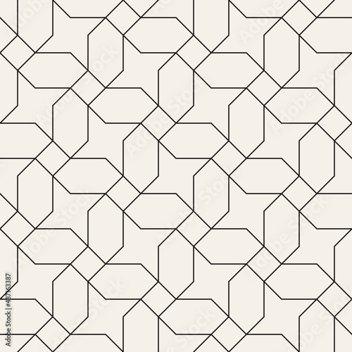 Vector seamless pattern. Repeating geometric elements. Stylish monochrome background design.