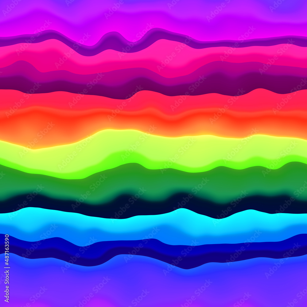 Groovy Trippy Funky Psychedelic Squiggly Wavy Rainbow Stripes Colorful Digital Abstract Seamless Background