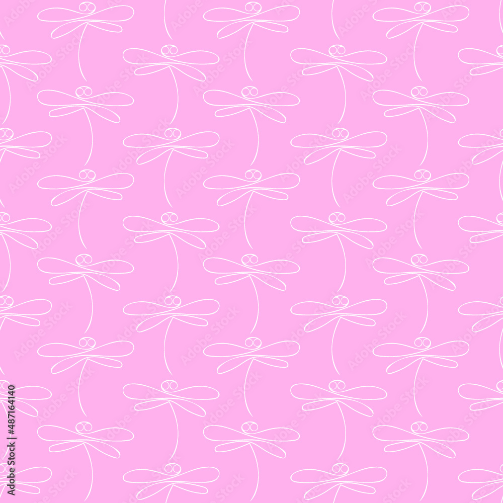 seamless repeat pattern with simple and cute white dragonfly on a pink background perfect for fabric, scrap booking, wallpaper, gift wrap projects seamless repeat pattern with simple and cute white dragonfly on a pink background perfect for fabric, scrap booking, wallpaper, gift wrap projects