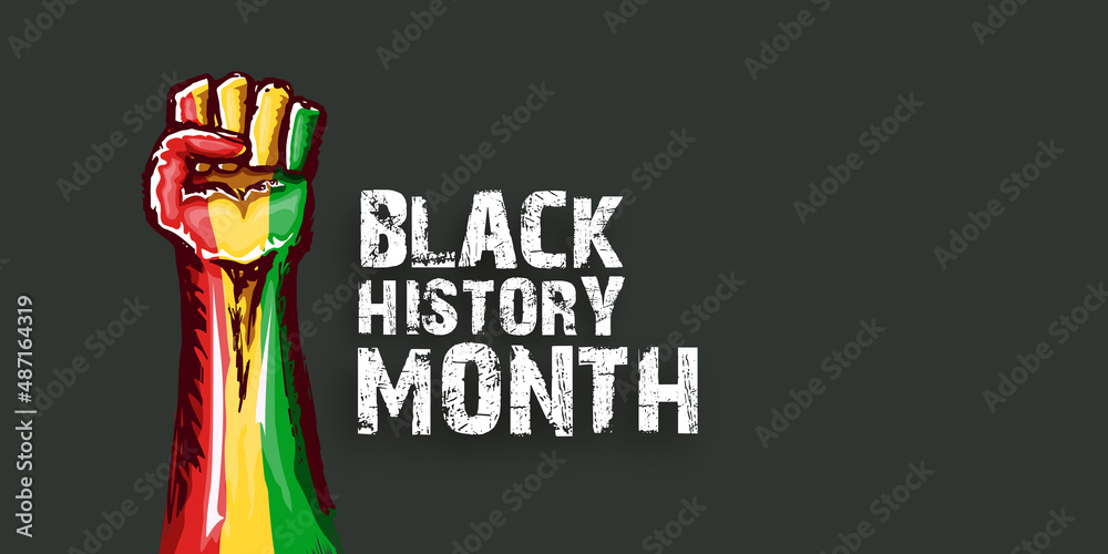 Black history month horizontal banner with protest raised fist colored ...