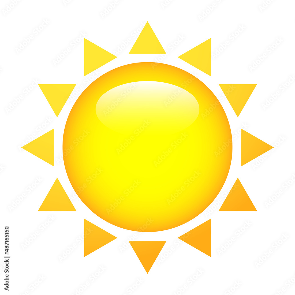 Shiny sun with rays. Yellow isolated sun vector illustration. Shiny sun with rays. Yellow isolated sun vector illustration.