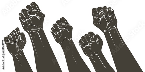 Vector Hand raised air fighting for human rights