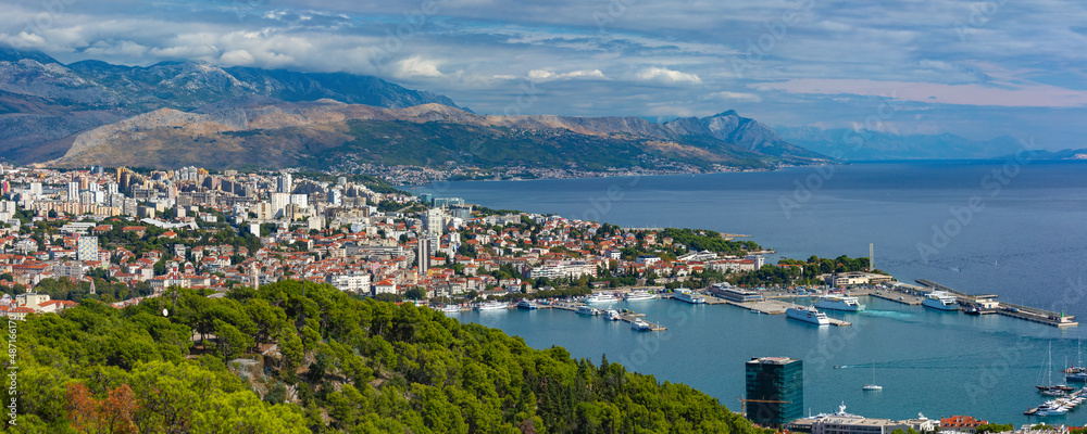 Panoramic aerial view of Split, the second largest city of Croatia