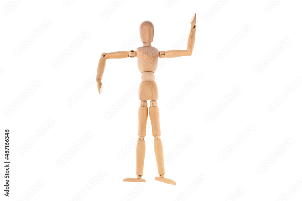 wooden man spread his arms isolated on white background wooden man spread his arms isolated on white background