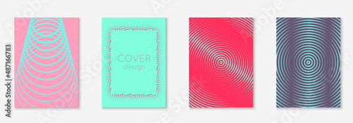 Gradient cover template with line geometric elements and shapes.