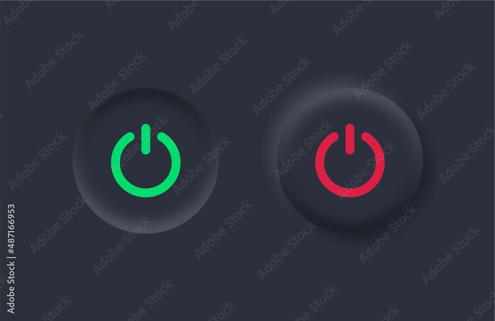 power icon button with neumorphism design. turn on off buttons - ui ...