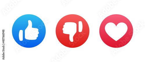 Like love dislike icon, Thumbs up thump down heart icons button
