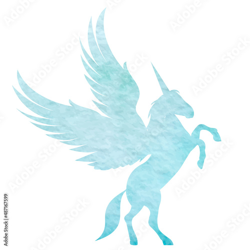 pegasus watercolor silhouette  isolated vector