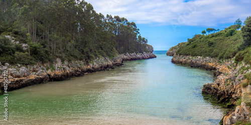 GuadamÃ­a Beach, Karst Beach, Protrected Landscape of the Oriental Coast of Asturias, Llanes de PrÃ­a, Asturias Green Coast, Asturias, Spain, Europe photo