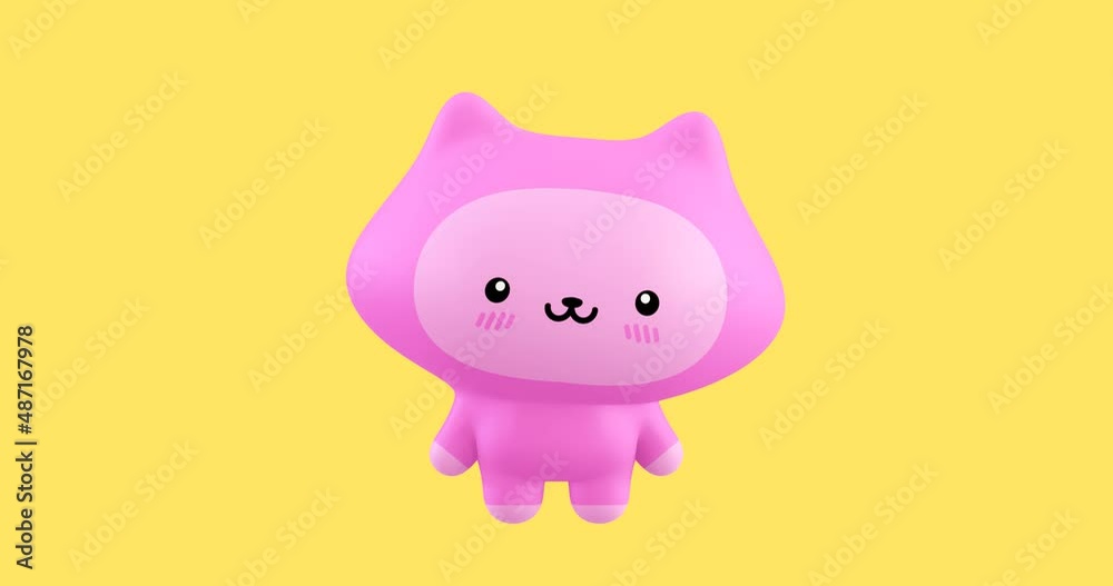 Funny Looped cartoon kawaii cat character. Cute emotions and move animation. 4k video Funny Looped cartoon kawaii cat character. Cute emotions and move animation. 4k video