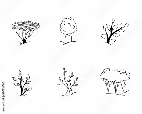 hand drawn doodle sketch trees