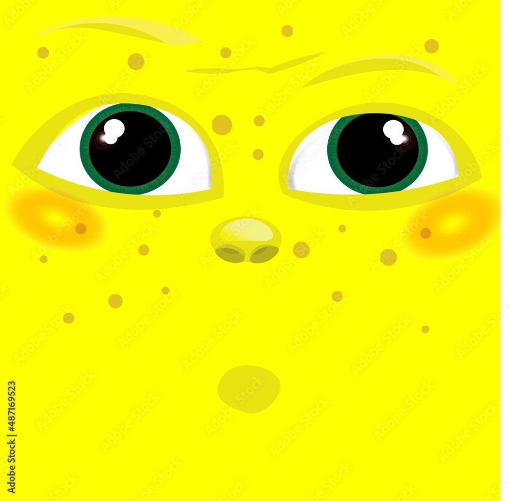 Fototapeta premium emotions on the yellow muzzle, laughter, tears, sadness, anger