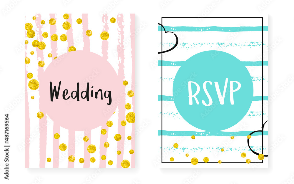 Fototapeta premium Gold Foil Confetti. Handdrawn Particles Set.