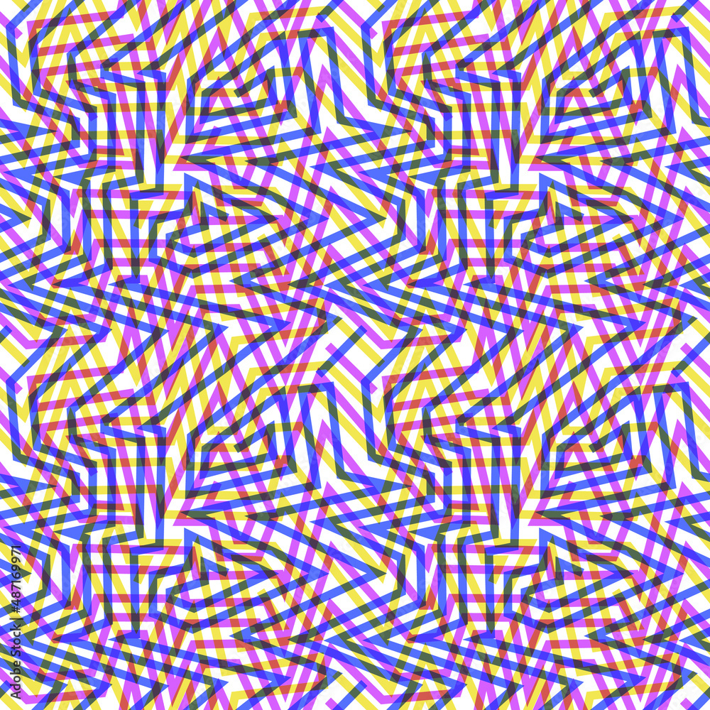random multicolored lines pattern in blue yellow pink colors