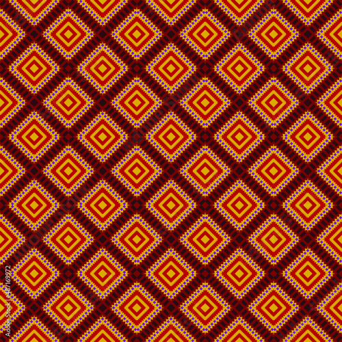 concept fabric geometric ethnic oriental seamless pattern traditional Design for rug background,carpet,wallpaper.clothing,wrapping,Batik fabric, illustration.embroidery style. © bankphoto
