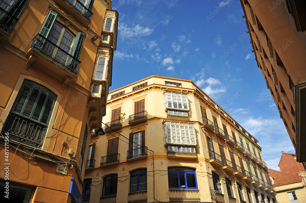 Edificios del centro histórico de Málaga, capital de la Costa del Sol. Andalucía, España.