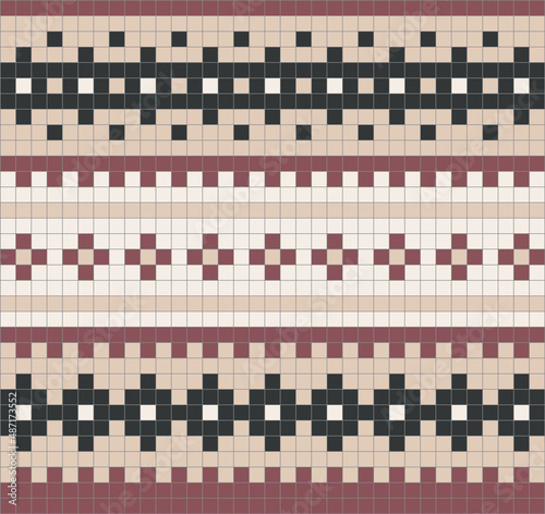 Nordic knitting seamless pattern, traditional knitted border, vector geometric background