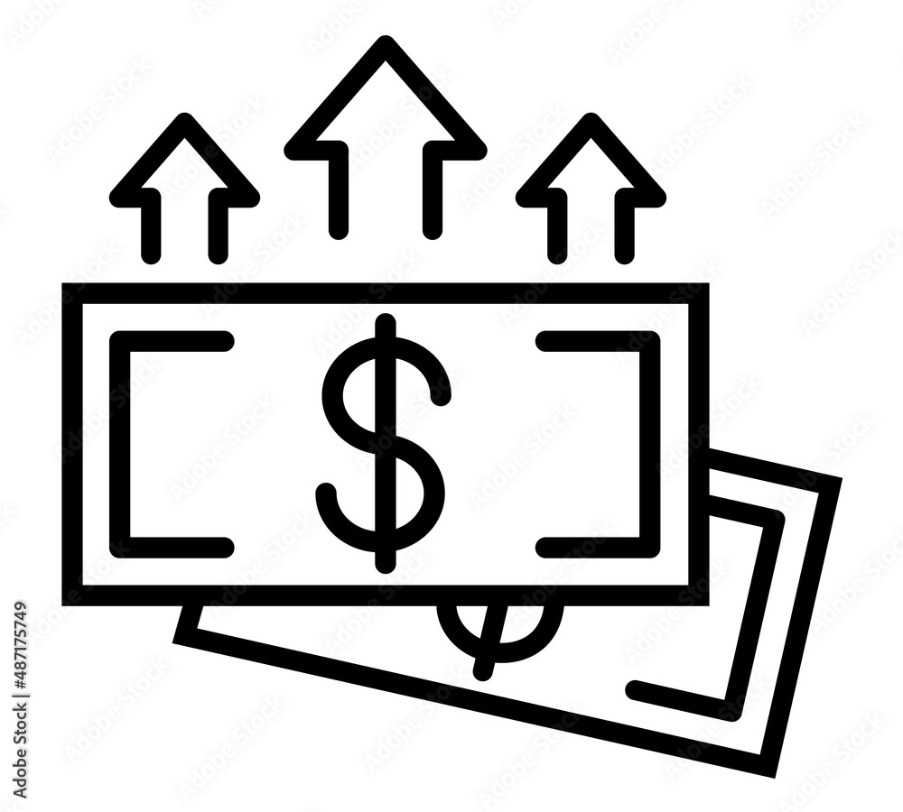 Stack of money flat icon. Dollar pictogram for web. Line stroke. Cash isolated on white background. Vector eps10 Stack of money flat icon. Dollar pictogram for web. Line stroke. Cash isolated on white background. Vector eps10