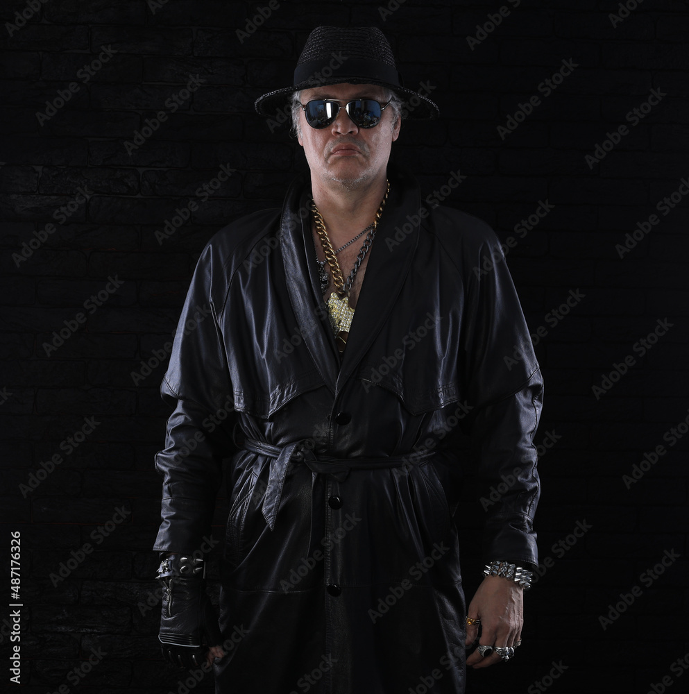 brutal male portrait in black leather jacket brutal male portrait in black leather jacket
