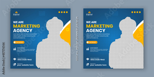 Digital marketing agency expert and corporate business flyer modern square social media post banner template