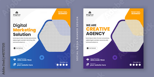 Digital marketing agency expert and corporate business flyer modern square social media post banner template