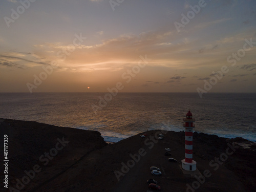 Sardina lighthouse sunset - Gran Canaria with setting sun