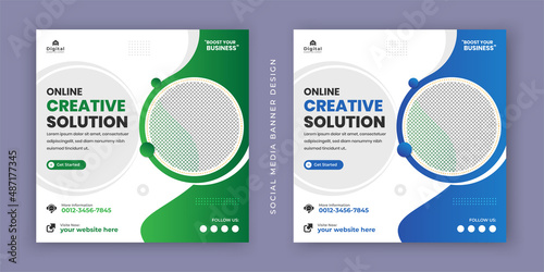Digital marketing agency expert and corporate business flyer modern square social media post banner template