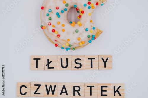 Tłusty czwartek i kolorowy pączek photo