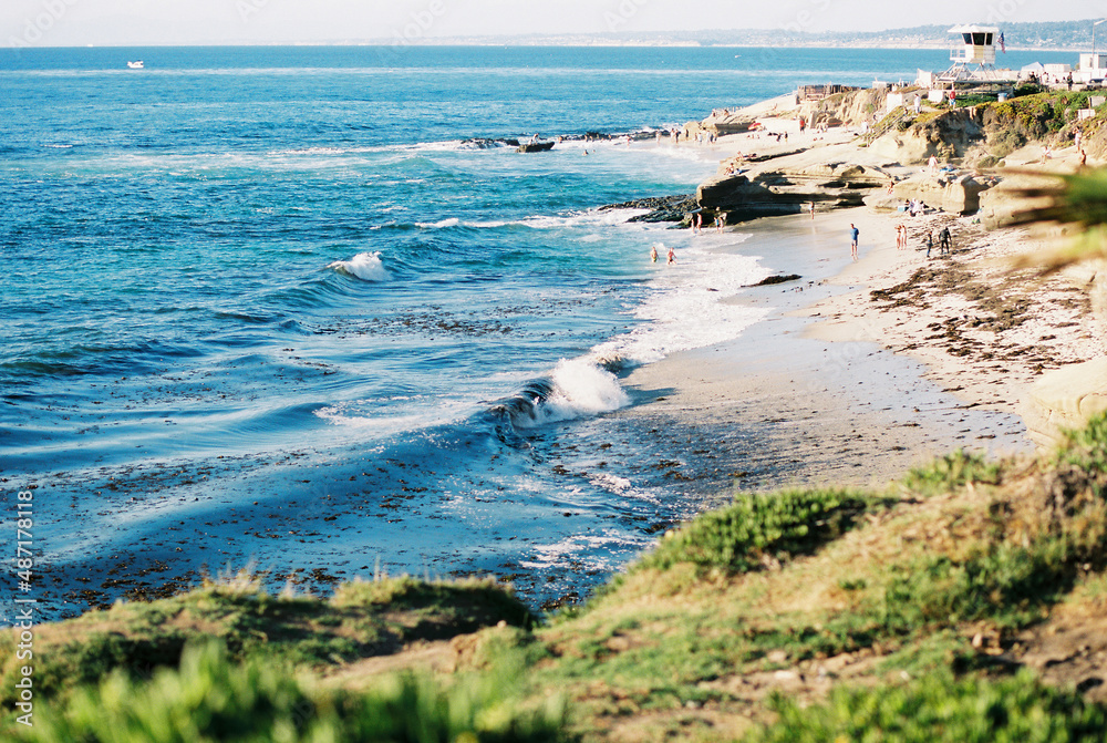 View of the Pacific Ocean and La Jolla Beach in San Diego California