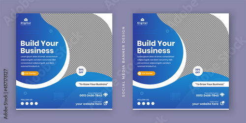 Digital marketing agency expert and corporate business flyer modern square social media post banner template