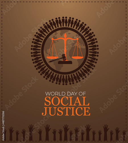 World Day of Social Justice. Template for background, banner, card, poster.