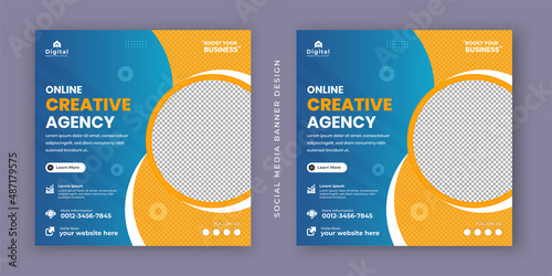 Digital marketing agency expert and corporate business flyer modern square social media post banner template