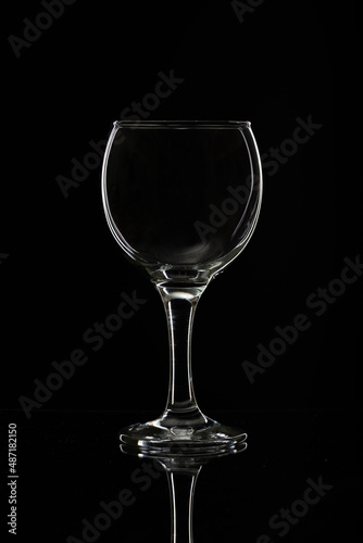 Wine glass glass empty on black background