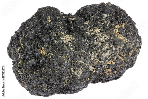 manganese nodule recovered in the Pacific from a depth of approximately  4000m between Hawaii and Mexico (Clarion-Clipperton-Area) isolated on white background photo
